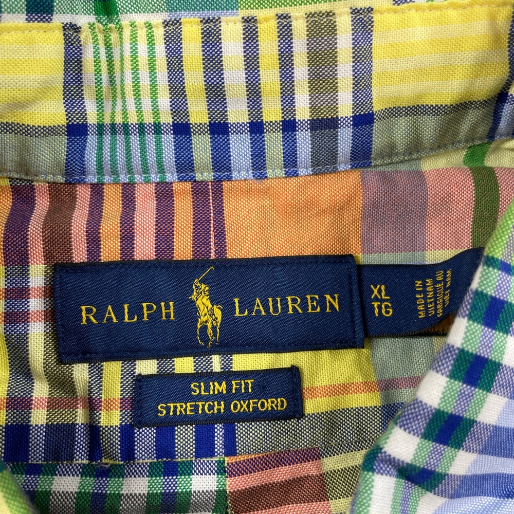 Ralph Lauren Mens Shirt XL Multi-color Plaid Stretch Long Sleeve Slim Fit - Picture 6 of 12